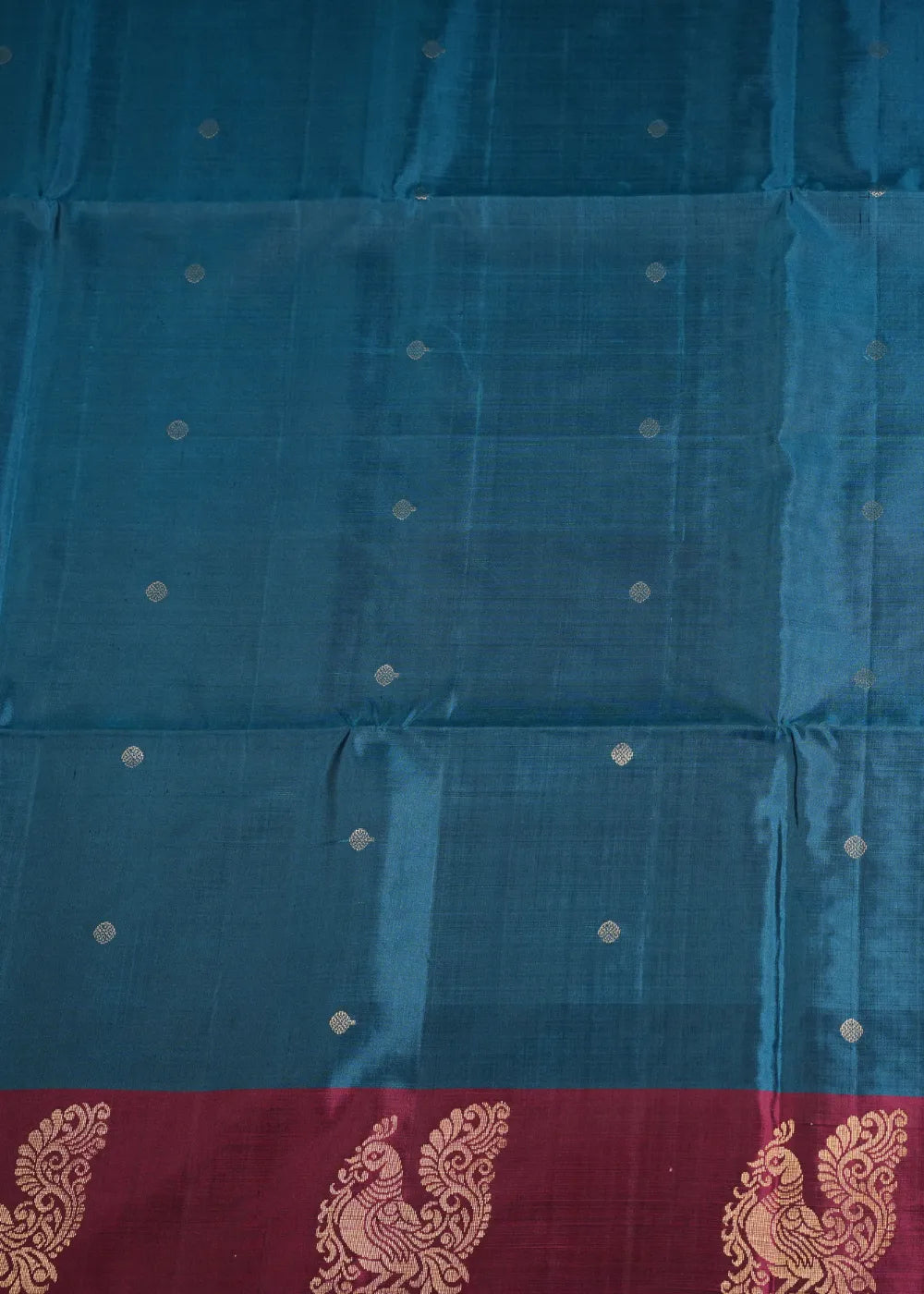 Blue Soft Silk Saree with Pink Swan Border