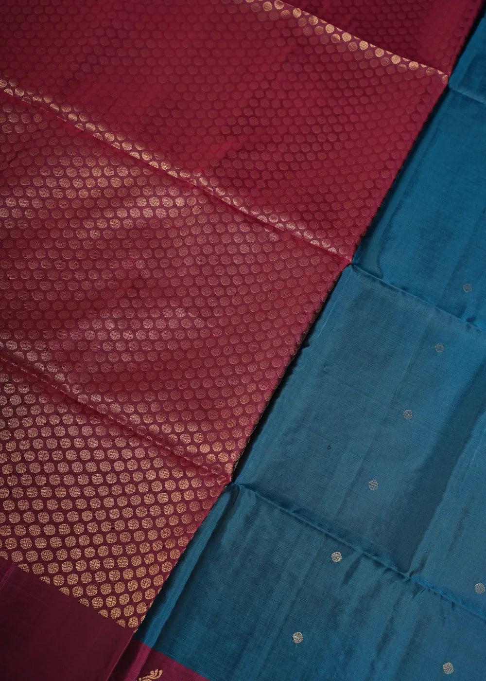 Blue Soft Silk Saree with Pink Swan Border