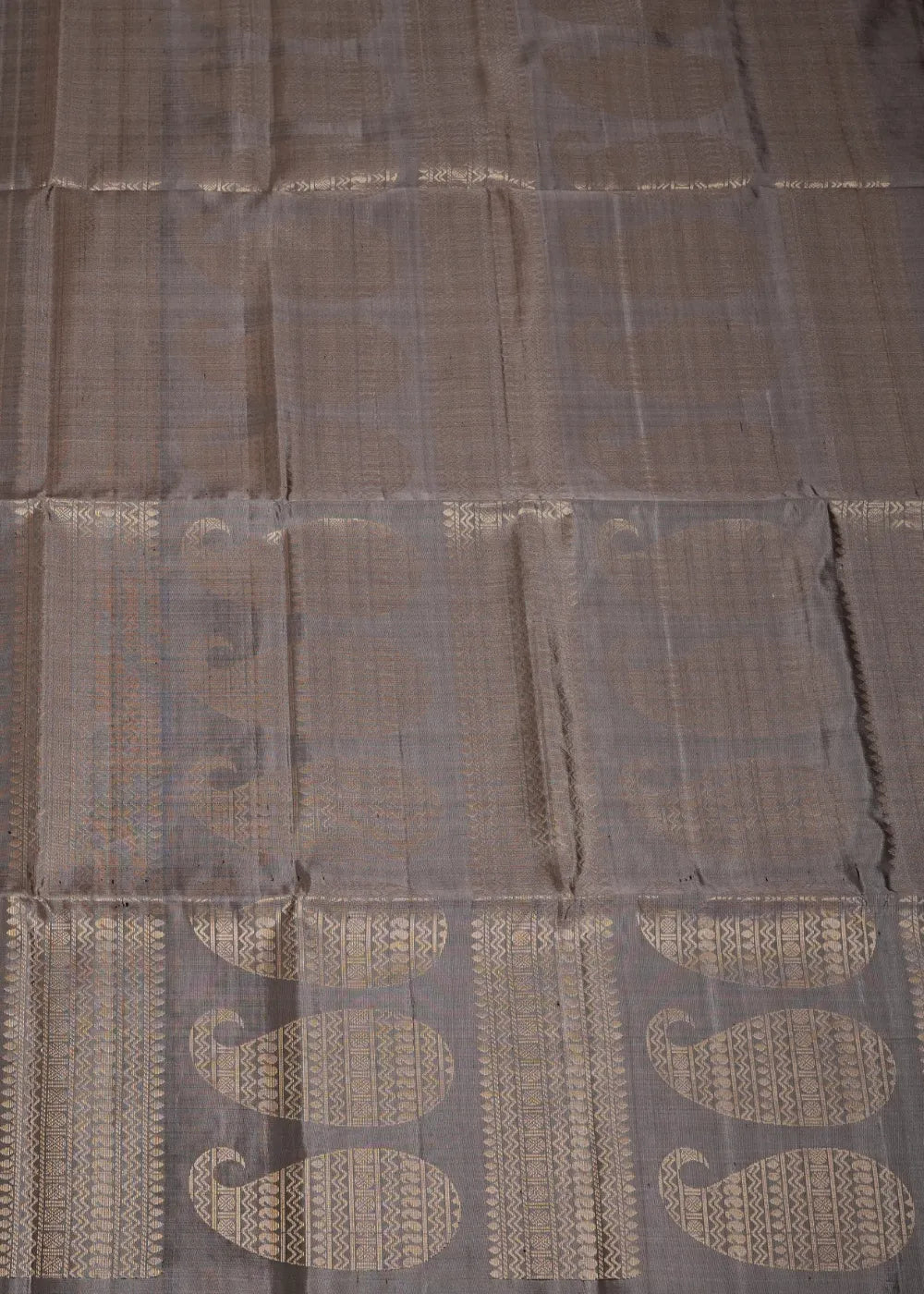 Silver Grey Soft Silk Saree with Coffee Band