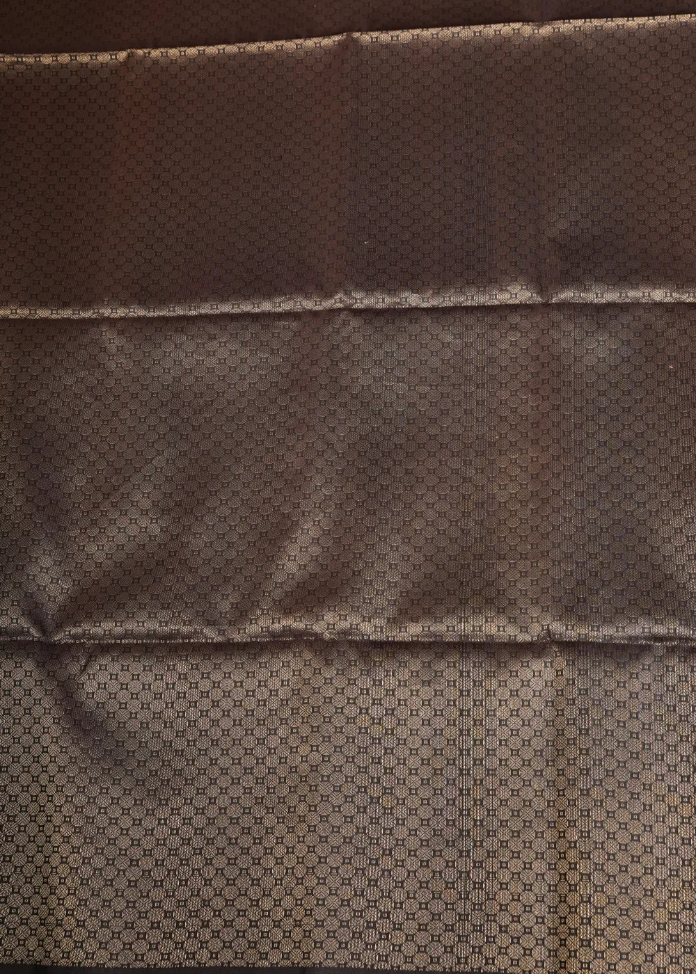 Silver Grey Soft Silk Saree with Coffee Band