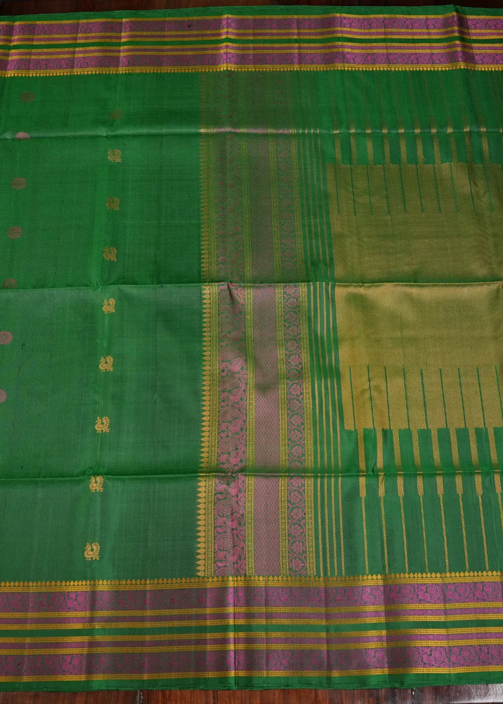 Green Soft Silk Saree with Kalakshetra Border