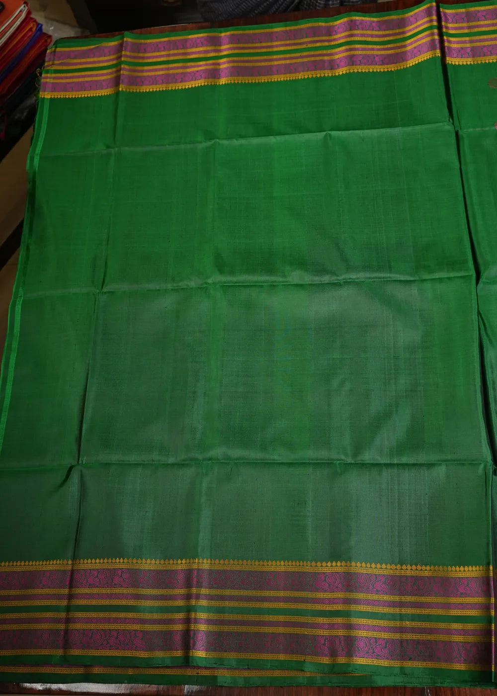 Green Soft Silk Saree with Kalakshetra Border