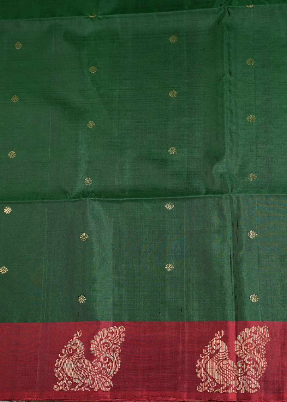 Green Soft Silk Saree with Red Swan Border
