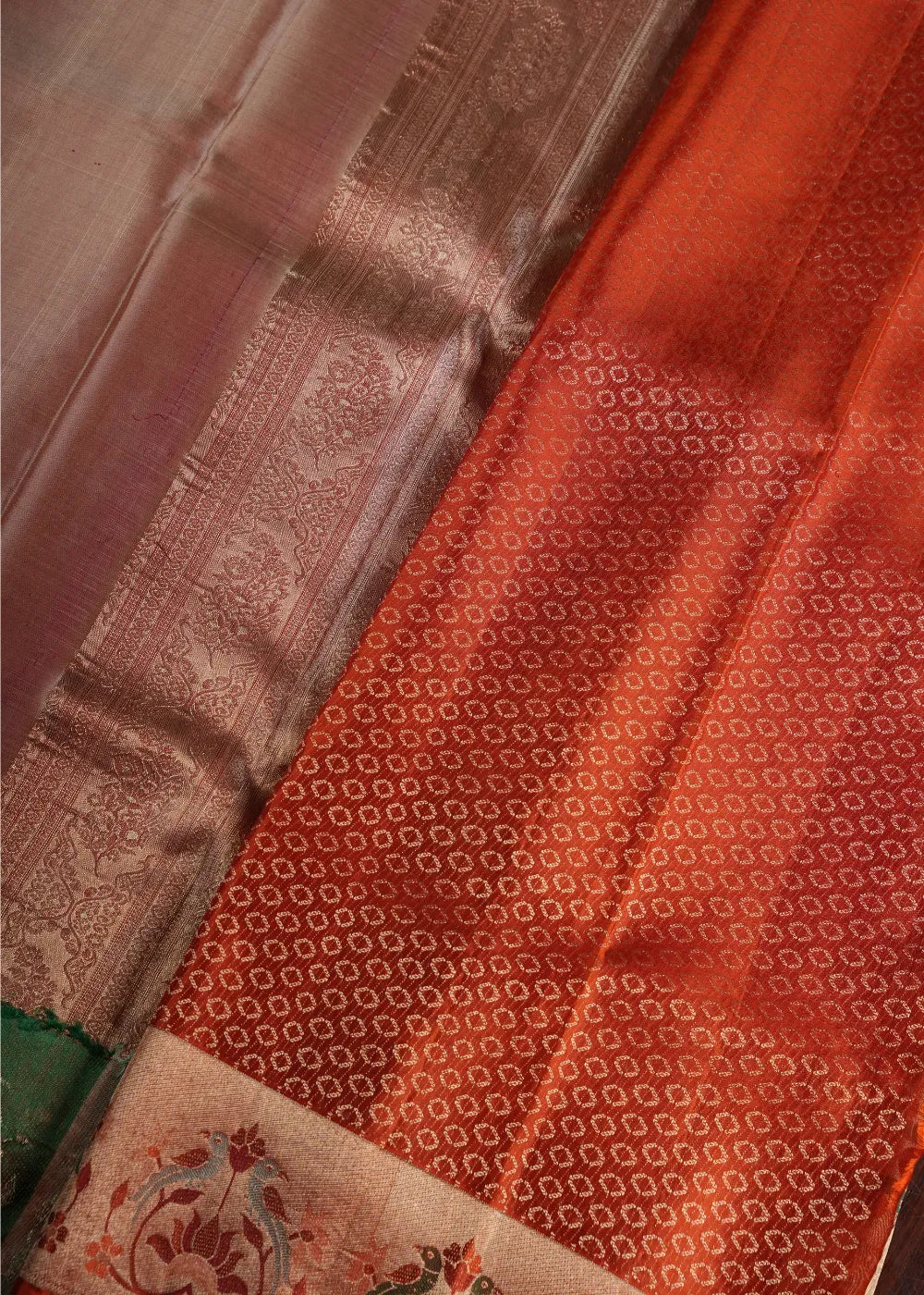 Off White Silk Saree with Orange Border
