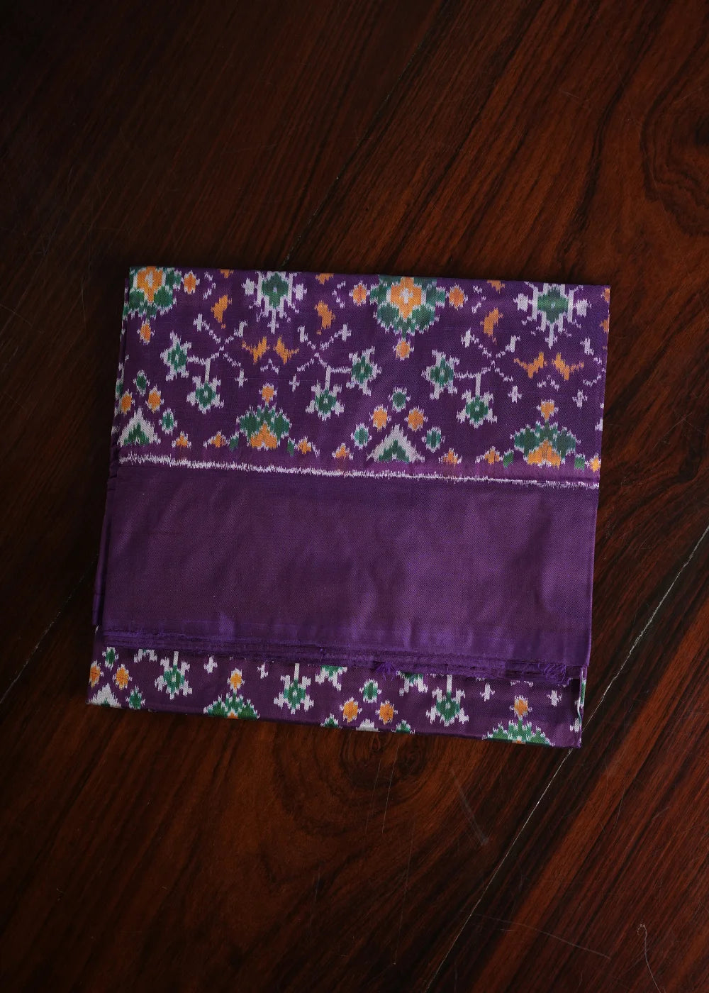 Violet Ikkat Silk Saree with Pink Accents