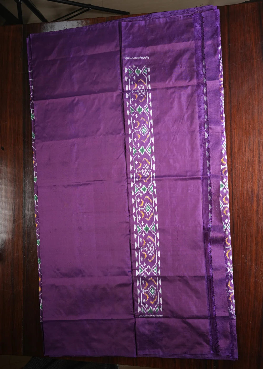 Violet Ikkat Silk Saree with Pink Accents