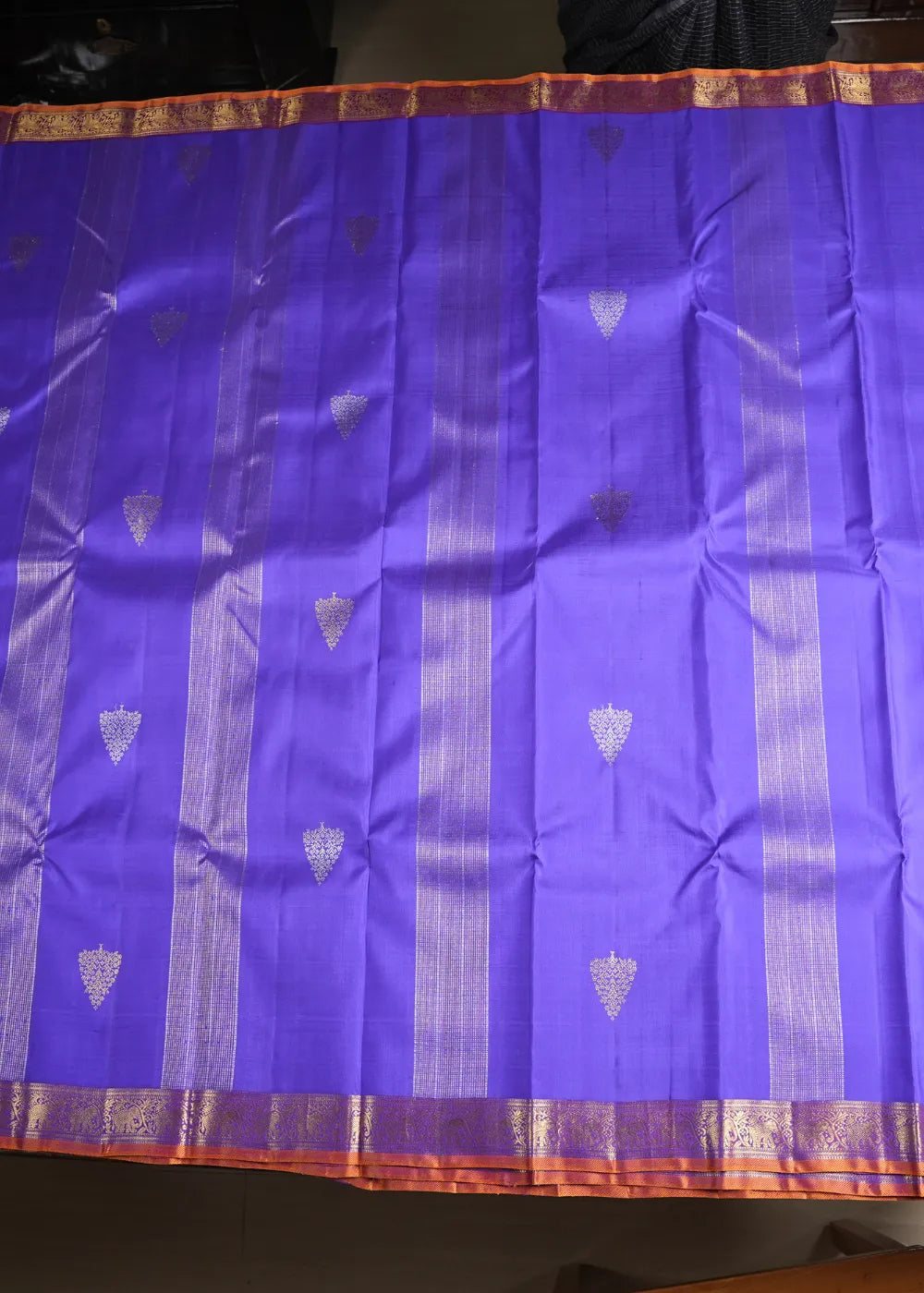 MS Blue Silk Saree with Magenta Border