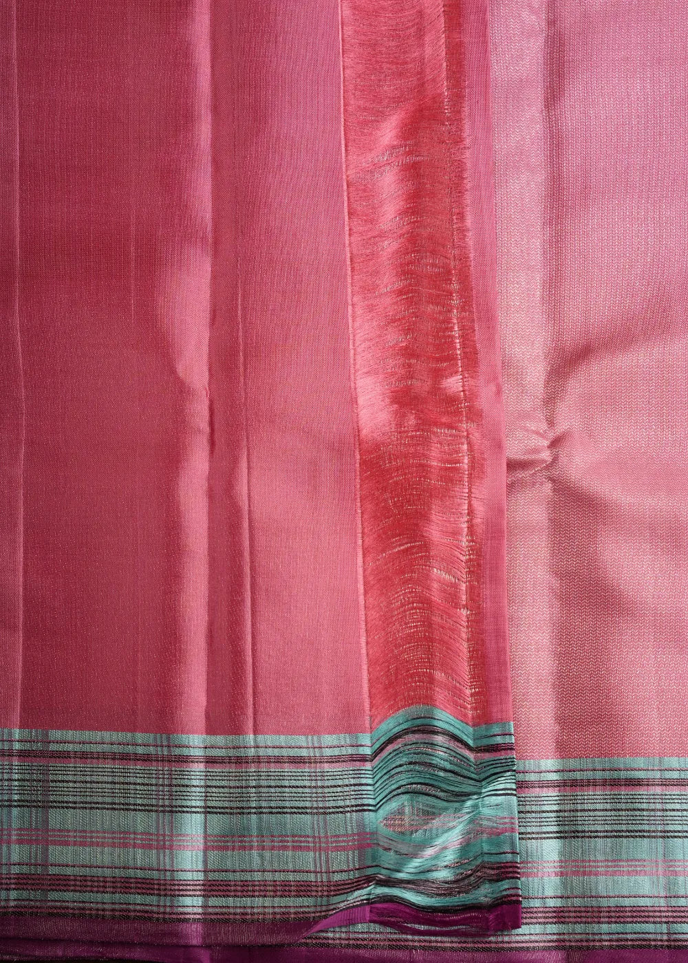 Pink Silk Saree with Blue Checks