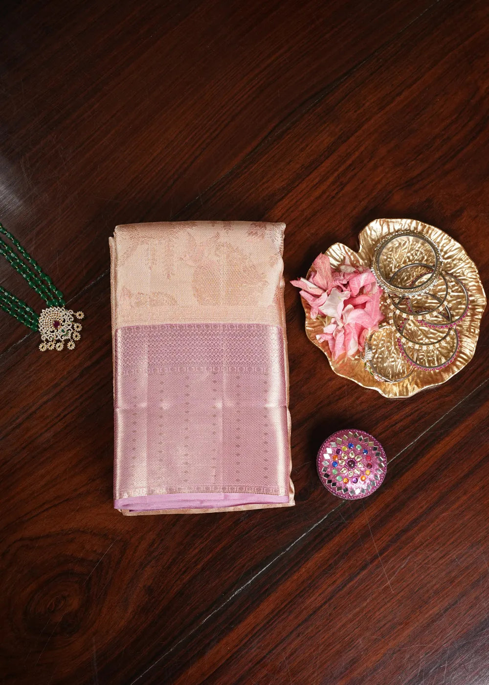 Baby Pink Silk Saree with Lavender Border