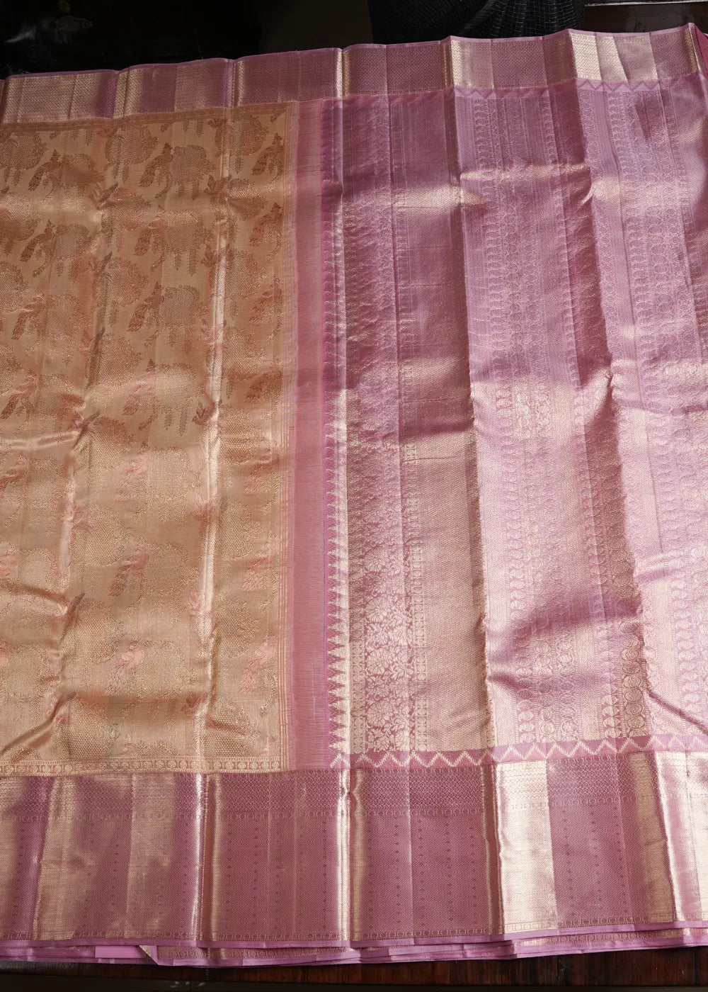 Baby Pink Silk Saree with Lavender Border