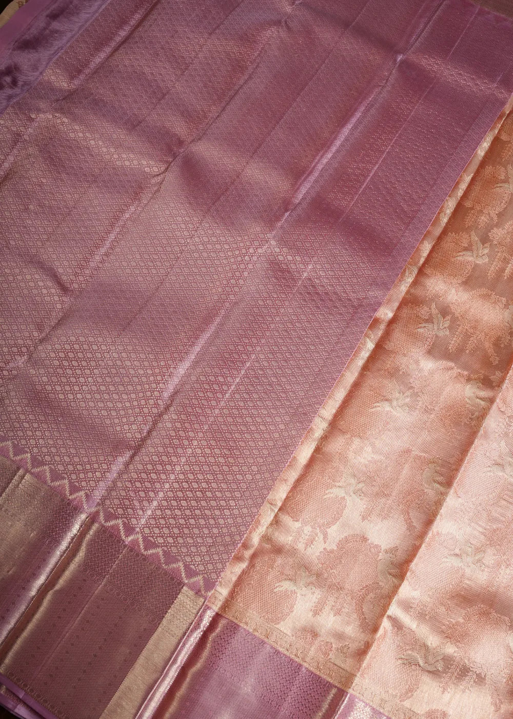 Baby Pink Silk Saree with Lavender Border