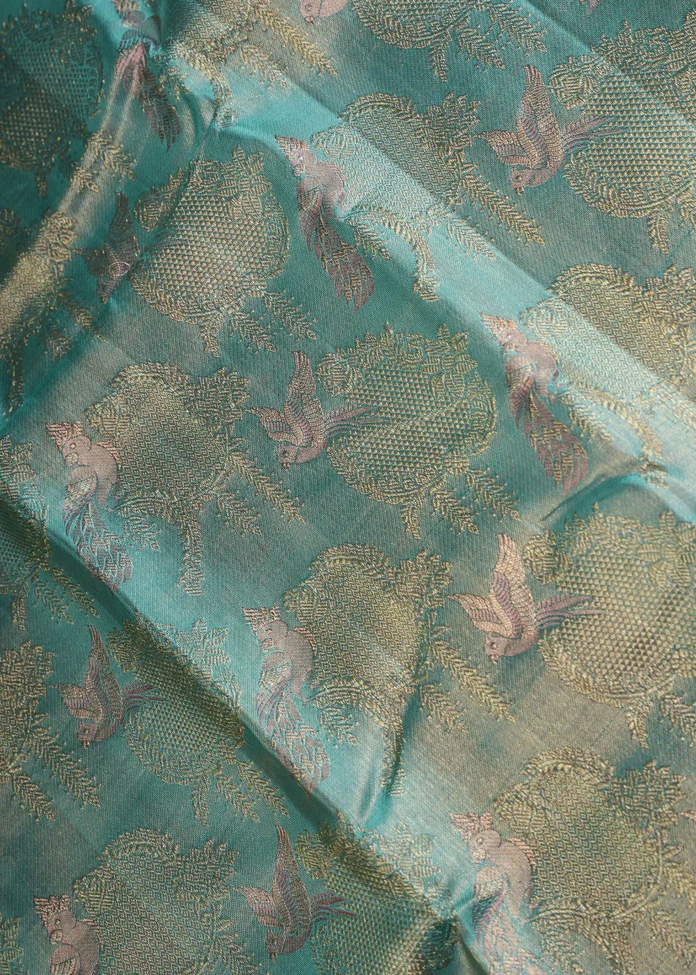 Sea Blue Silk Saree with Pink Border
