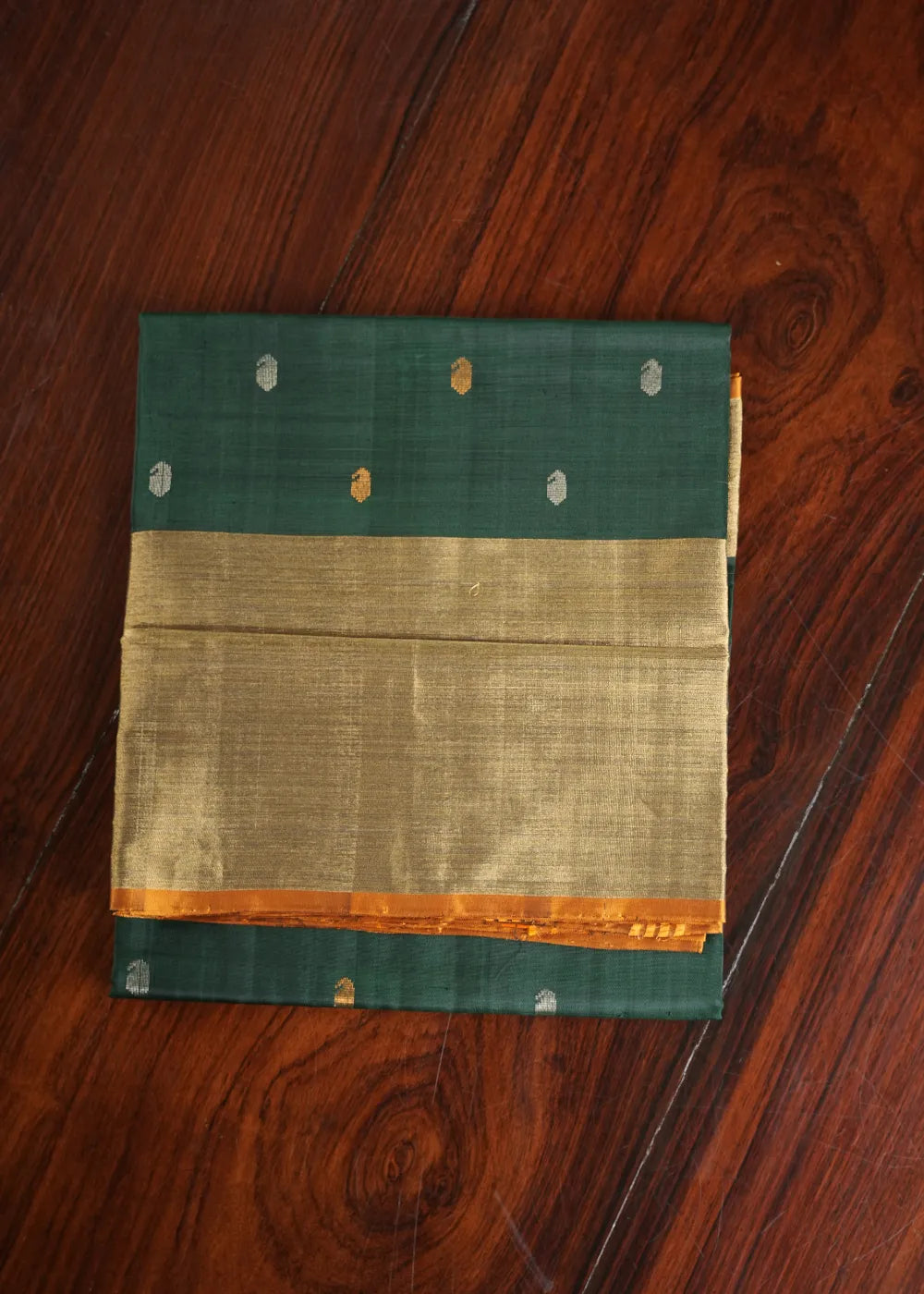 Dark Green Uppada Silk Saree with Khaddi Border