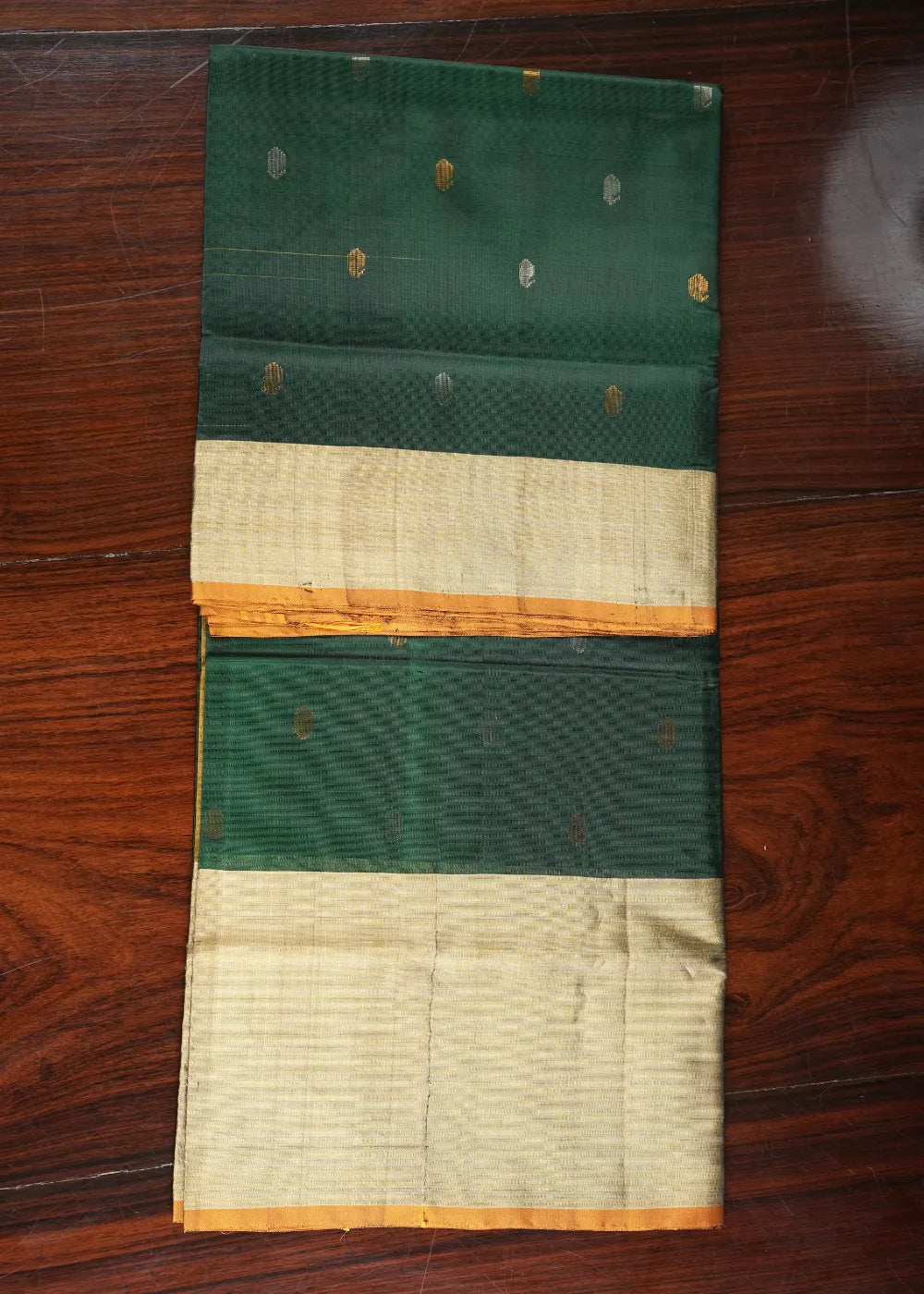 Dark Green Uppada Silk Saree with Khaddi Border