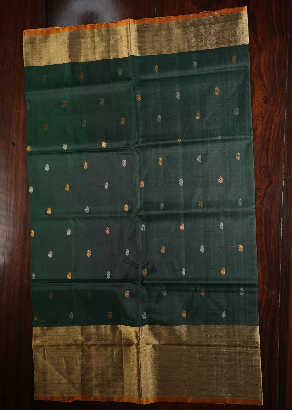 Dark Green Uppada Silk Saree with Khaddi Border