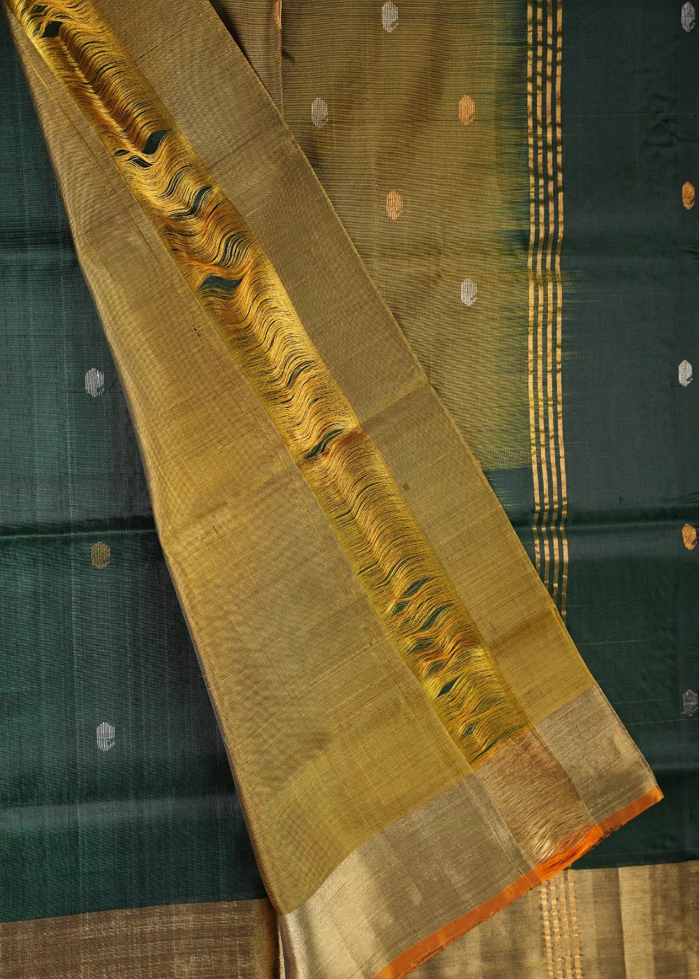 Dark Green Uppada Silk Saree with Khaddi Border