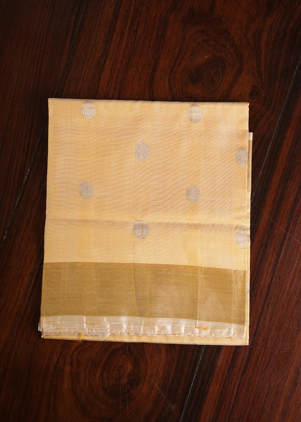 Golden Honey Uppada Silk Saree with Silver Bhutta and Khaddi Border