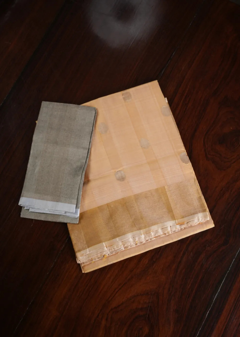 Golden Honey Uppada Silk Saree with Silver Bhutta and Khaddi Border