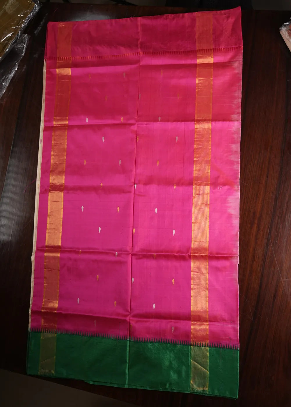 Off White Uppada Silk Saree with Ganga Jamuna Border