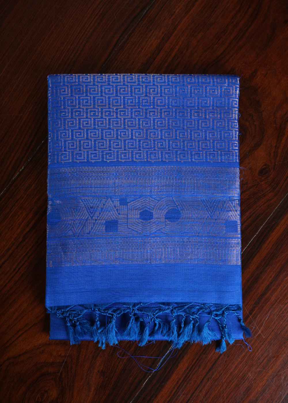 Royal Blue Ahimsa Jute Silk Saree