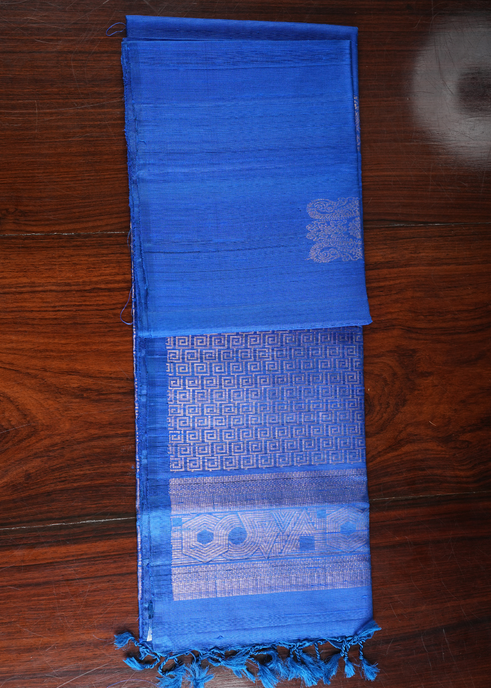 Royal Blue Ahimsa Jute Silk Saree