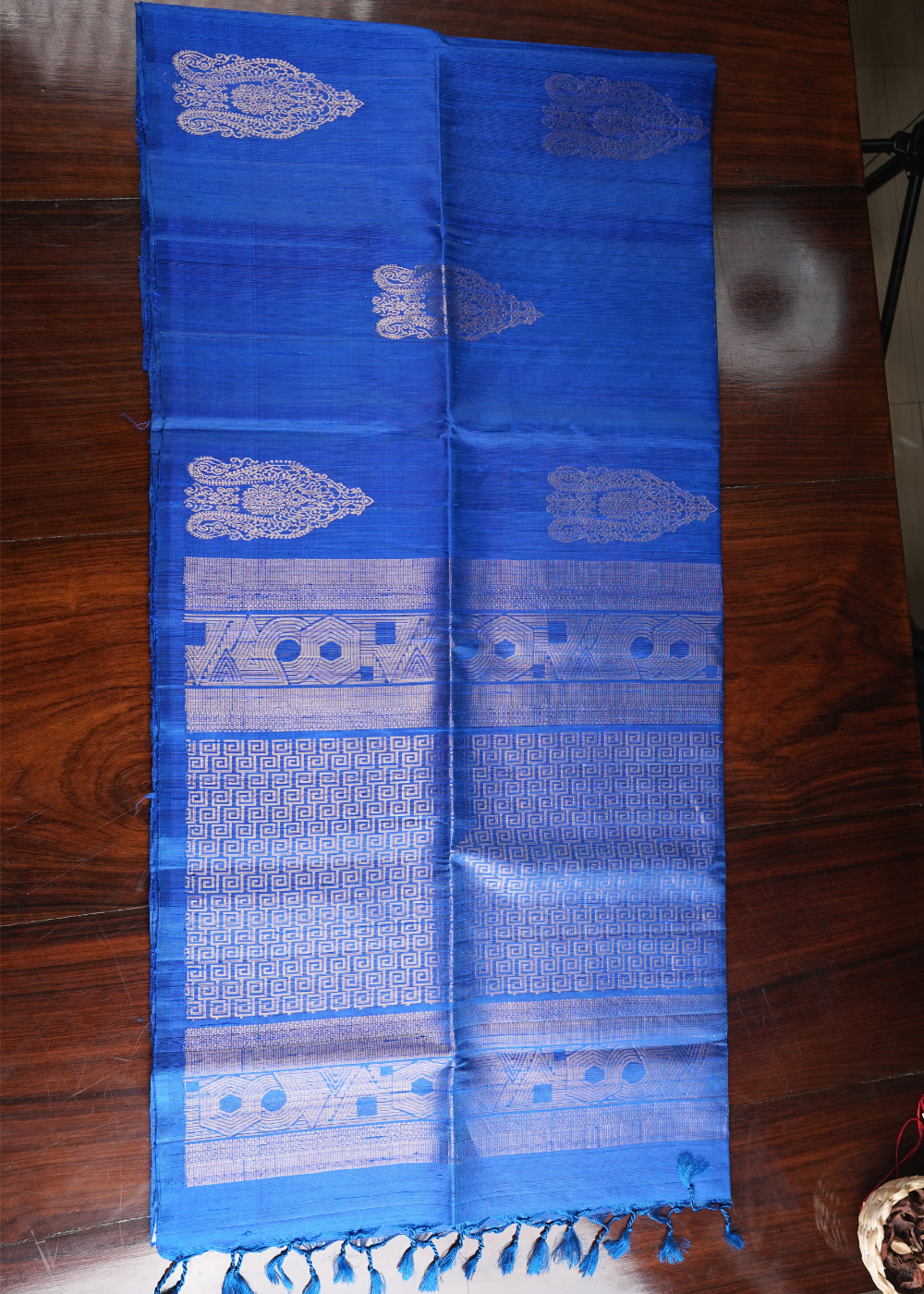 Royal Blue Ahimsa Jute Silk Saree