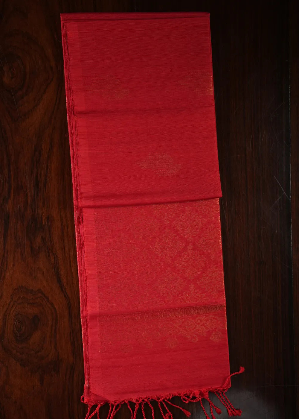 Red Ahimsa Jute Silk Saree