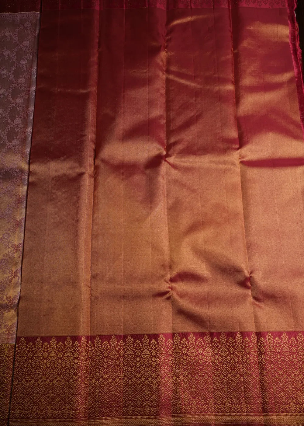 Cream Silk Saree with Red Border
