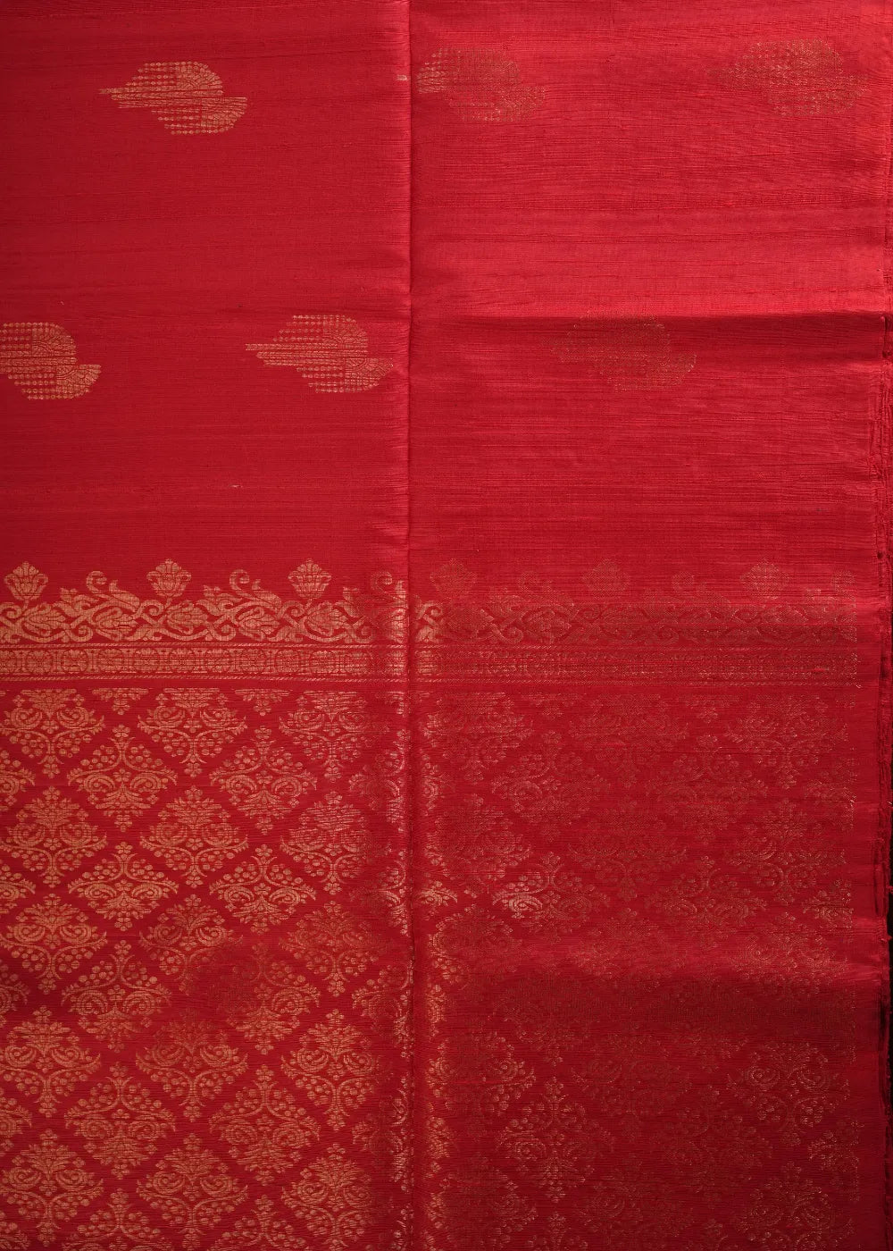 Red Ahimsa Jute Silk Saree