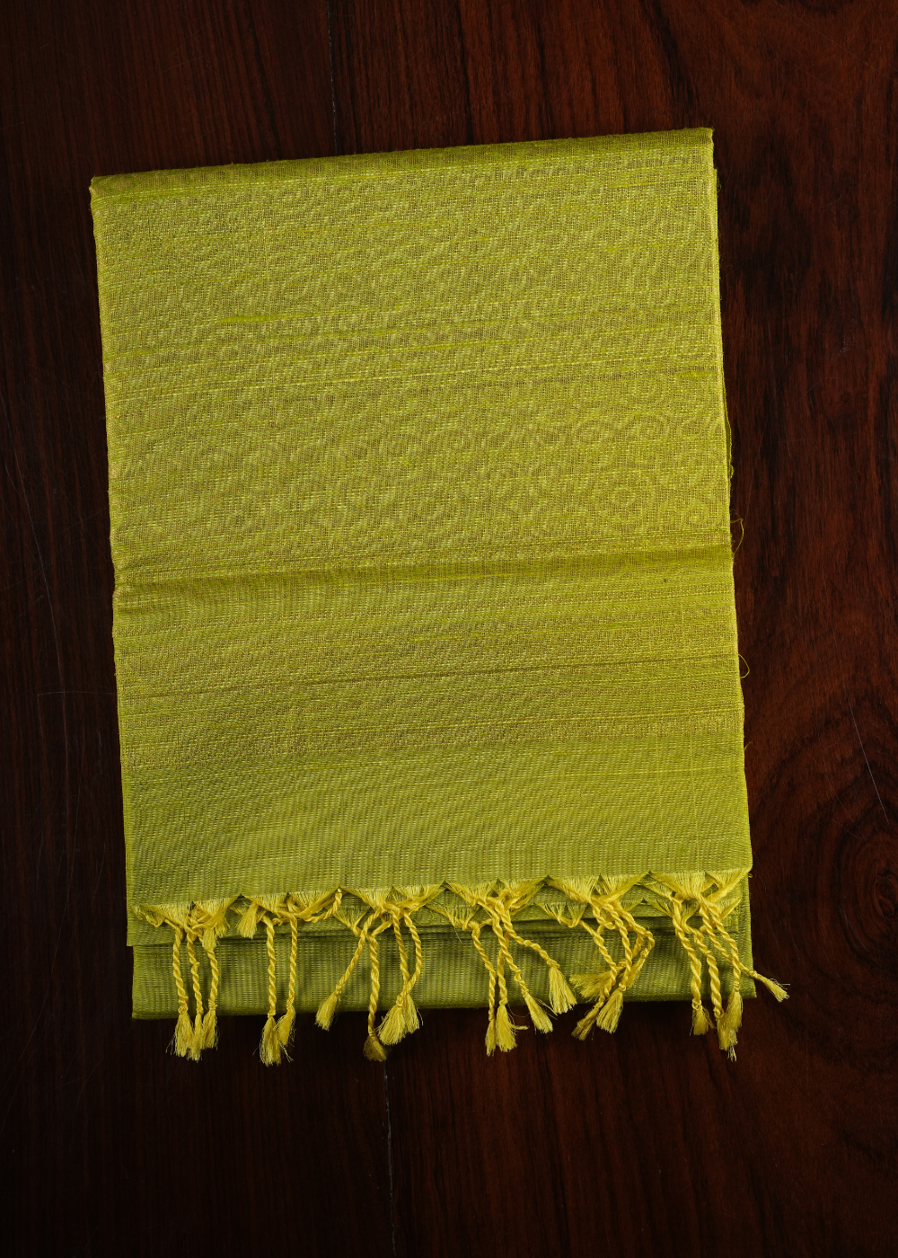 Fluorescent Green Ahimsa Jute Silk Saree