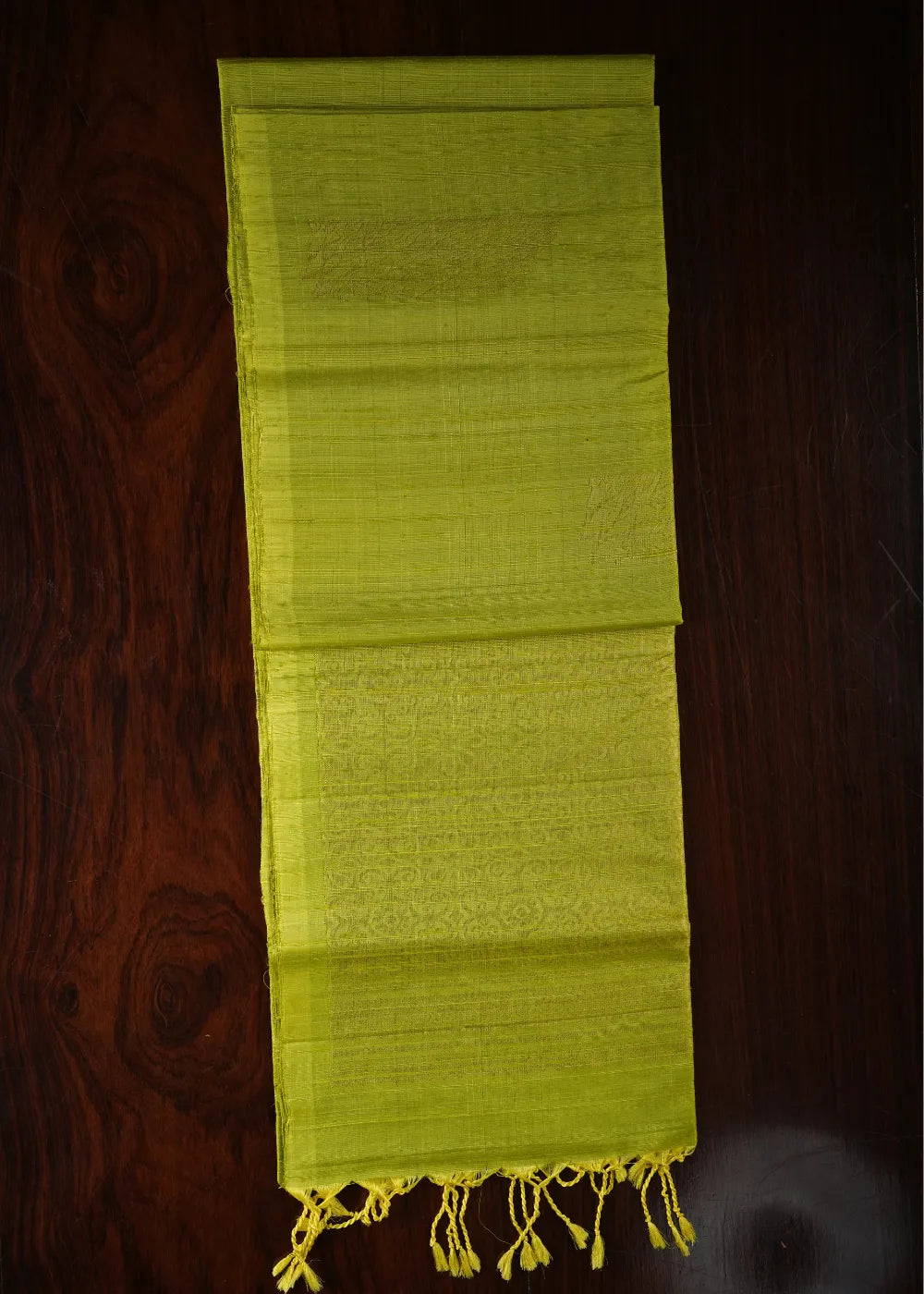 Fluorescent Green Ahimsa Jute Silk Saree