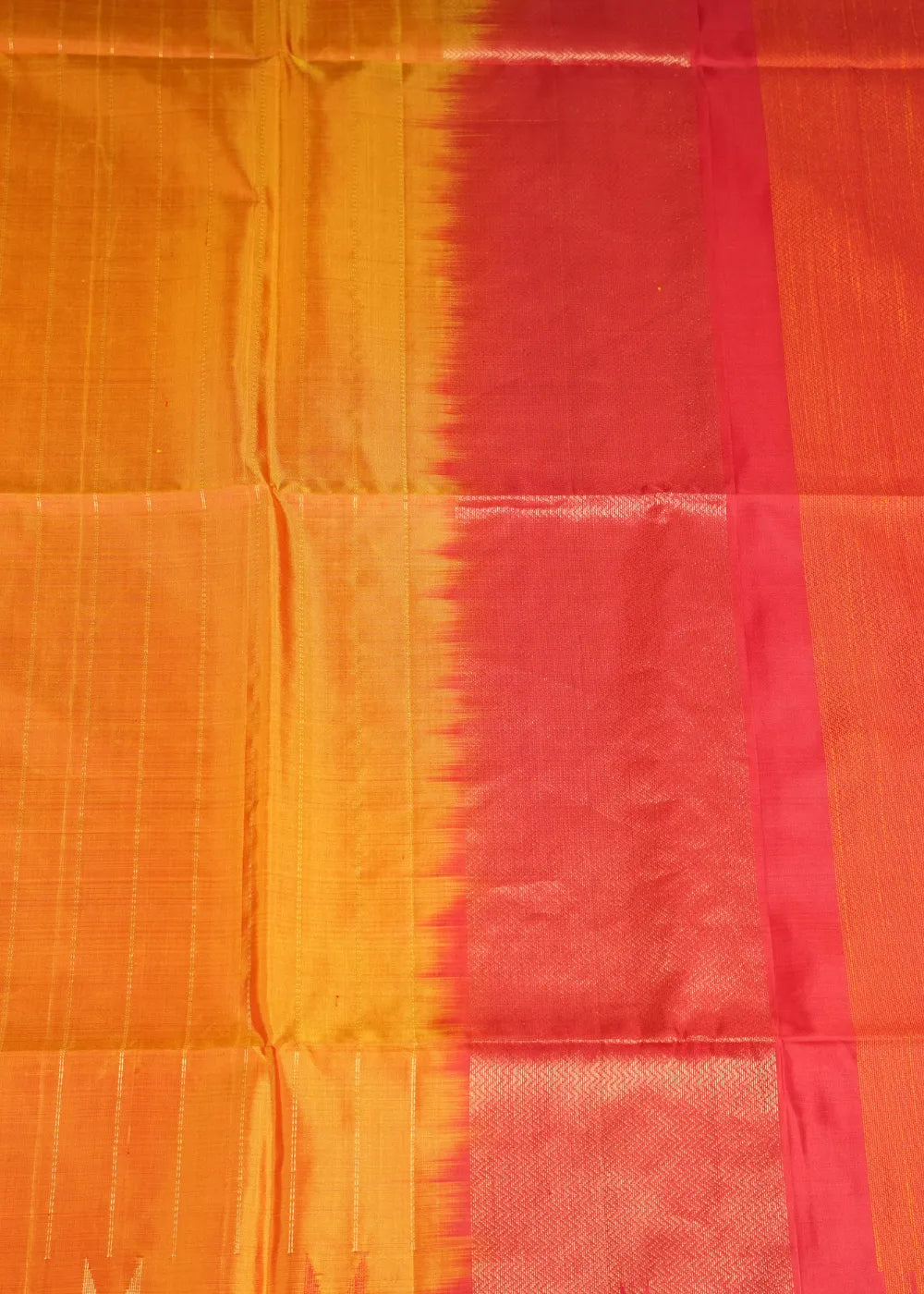 Orange Soft Silk Saree with Gopuram Border